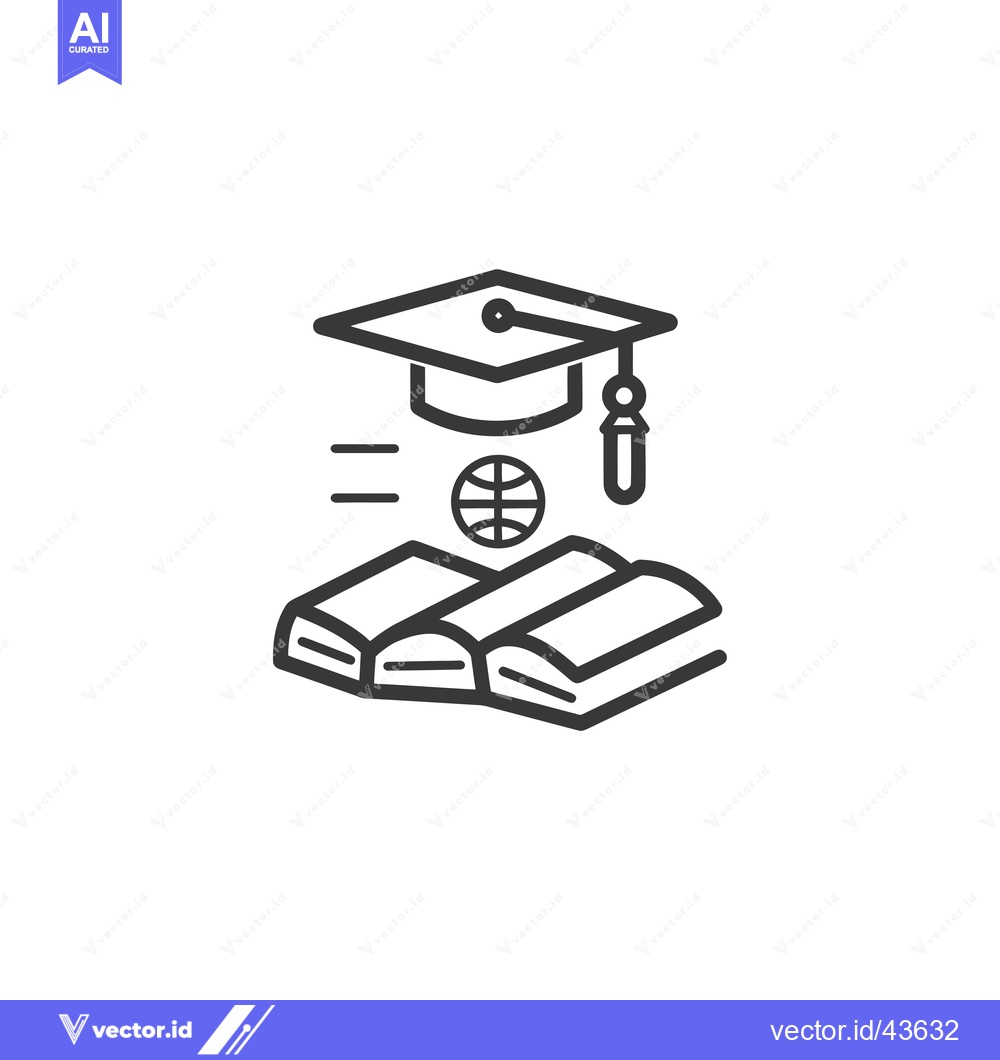 Premium Vector of Graduation Cap, Globe, and Open Book Icon
