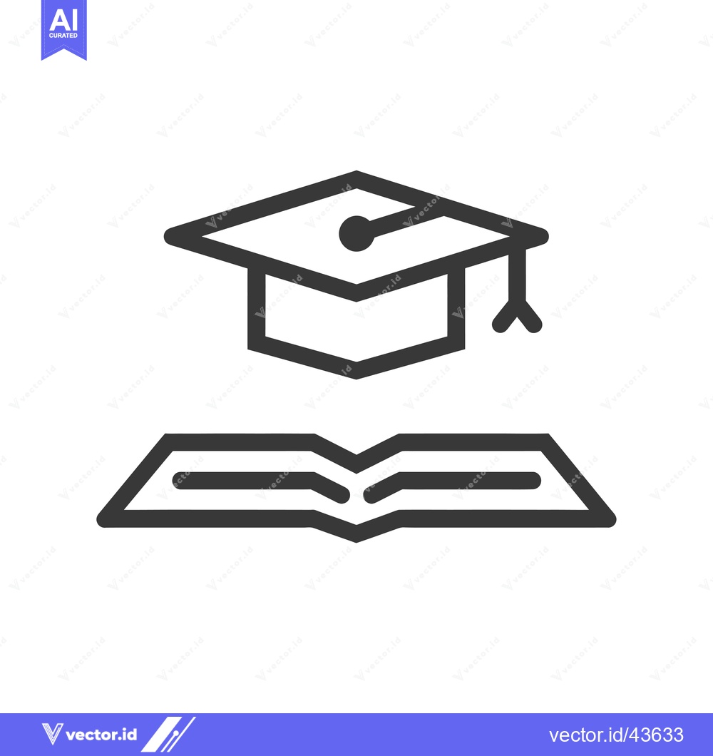 Premium Vector of Graduation Cap Icon on Open Book