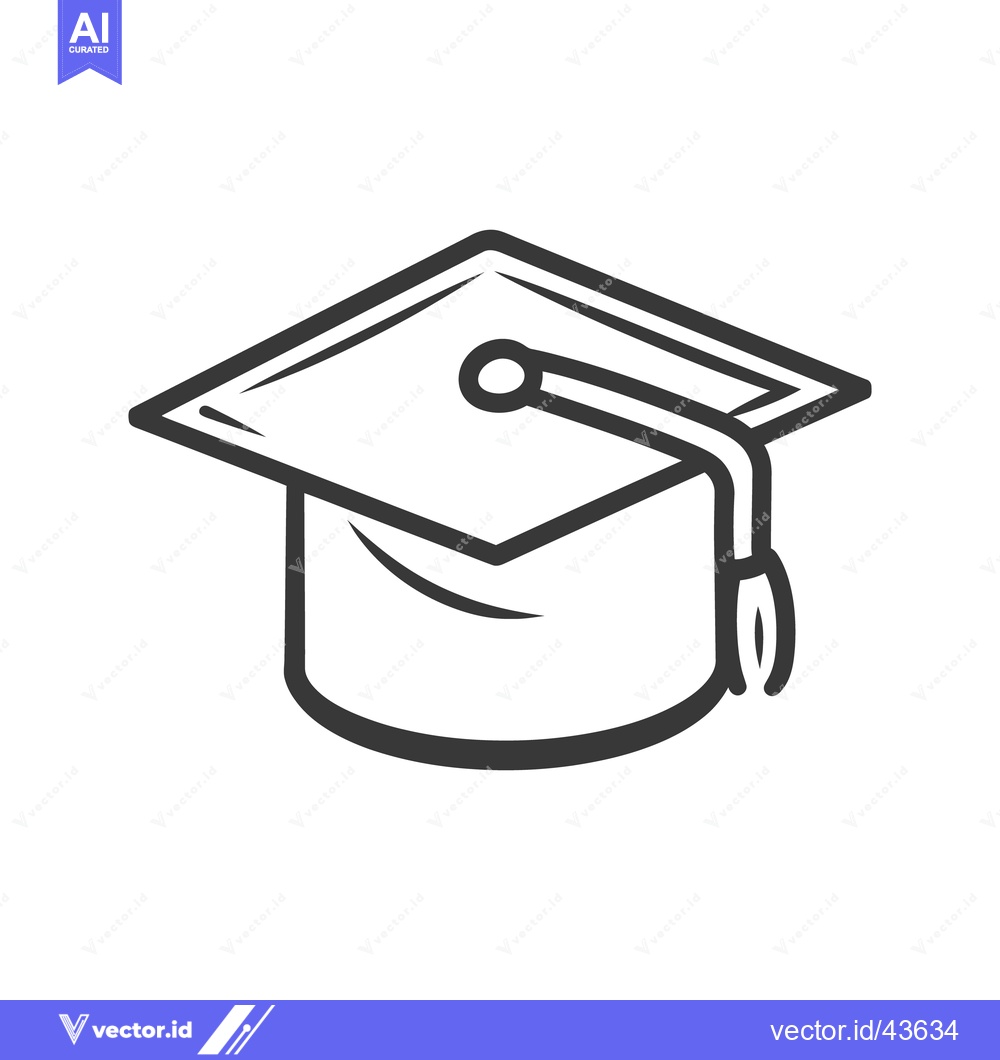 Premium Vector dari Simple Line Drawing Depicting a Graduation Mortarboard Hat