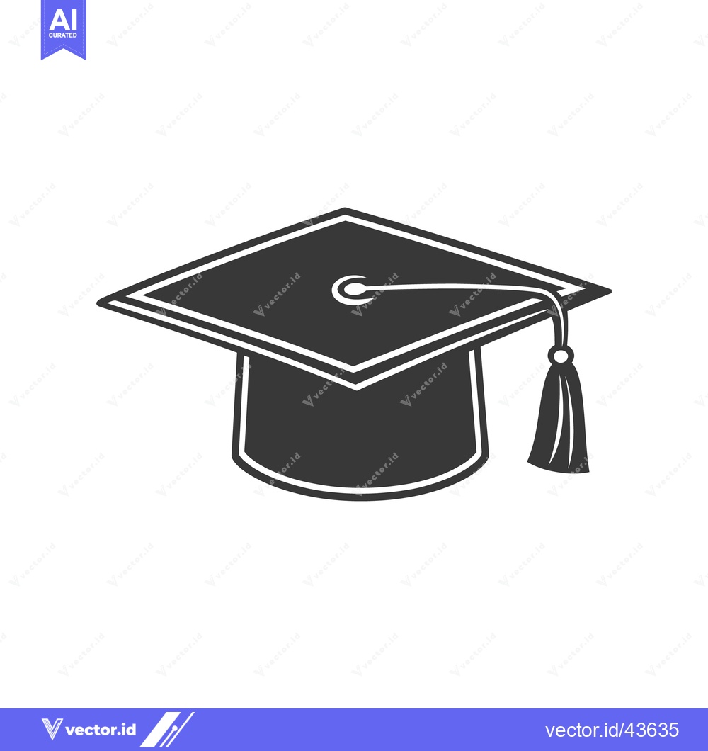 Premium Vector dari A simple monochrome drawing of a graduation mortarboard cap