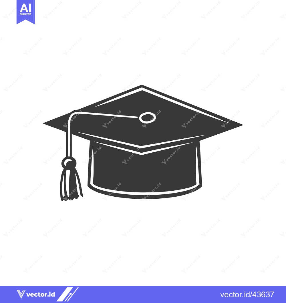 Premium Vector dari A grayscale illustration of a square graduation cap with tassel