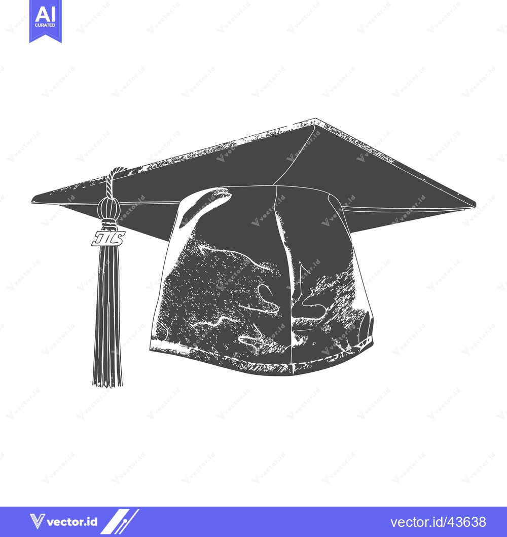 Premium Vector dari A monochrome illustration of a graduation cap and tassel