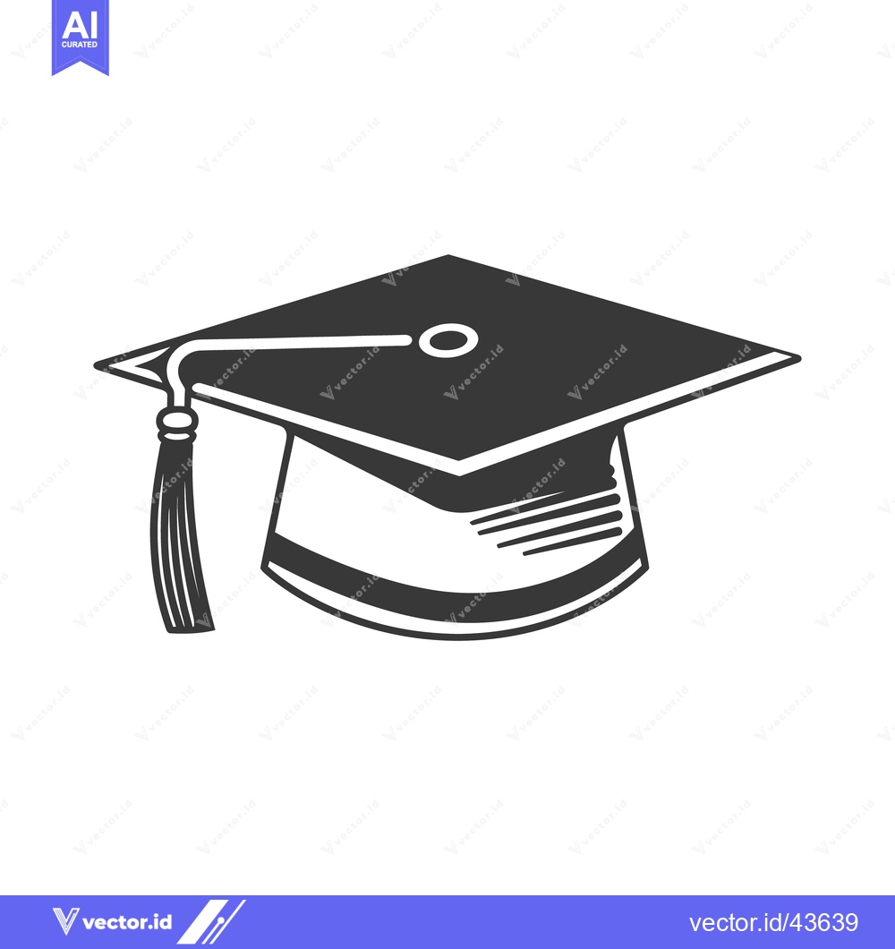 Premium Vector dari A black and white illustration of a graduation mortarboard and tassel
