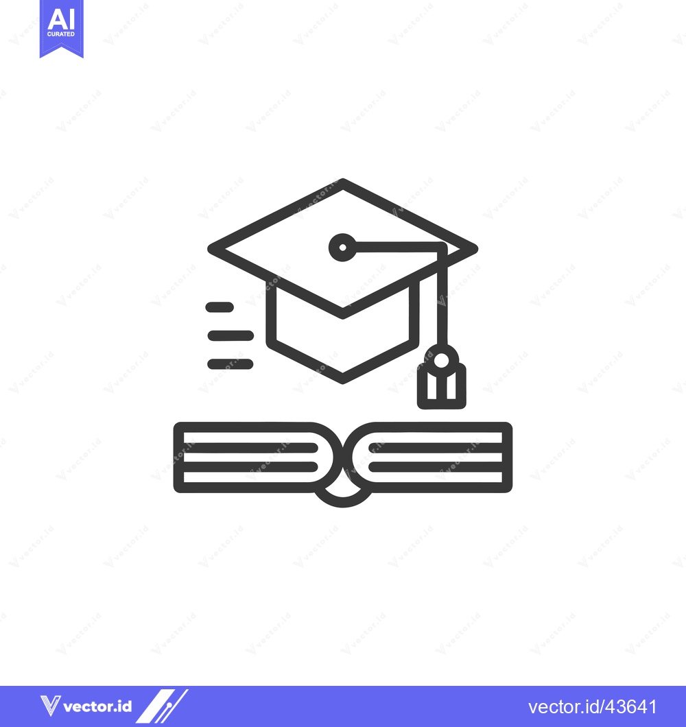Premium Vector dari Graduation Cap on an Open Book, Education Icon