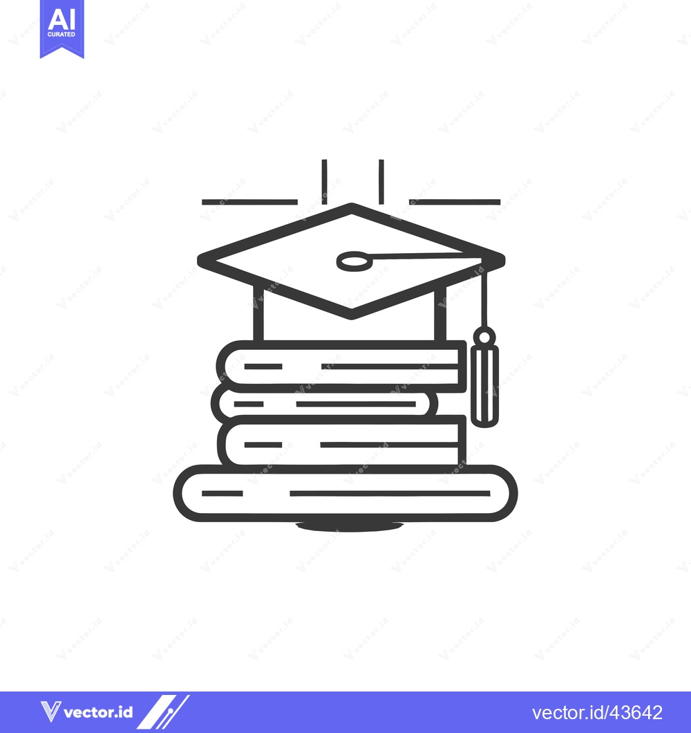 Premium Vector dari Graduation Cap on a Stack of Books