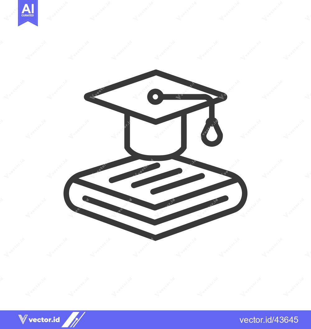 Premium Vector dari Graduation Cap on Stack of Books Icon