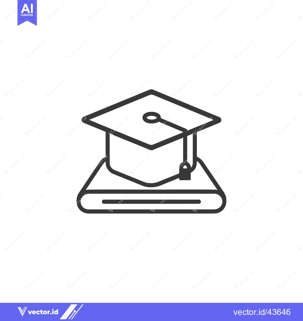 Premium Vector of Graduation Cap on Top of a Book Icon