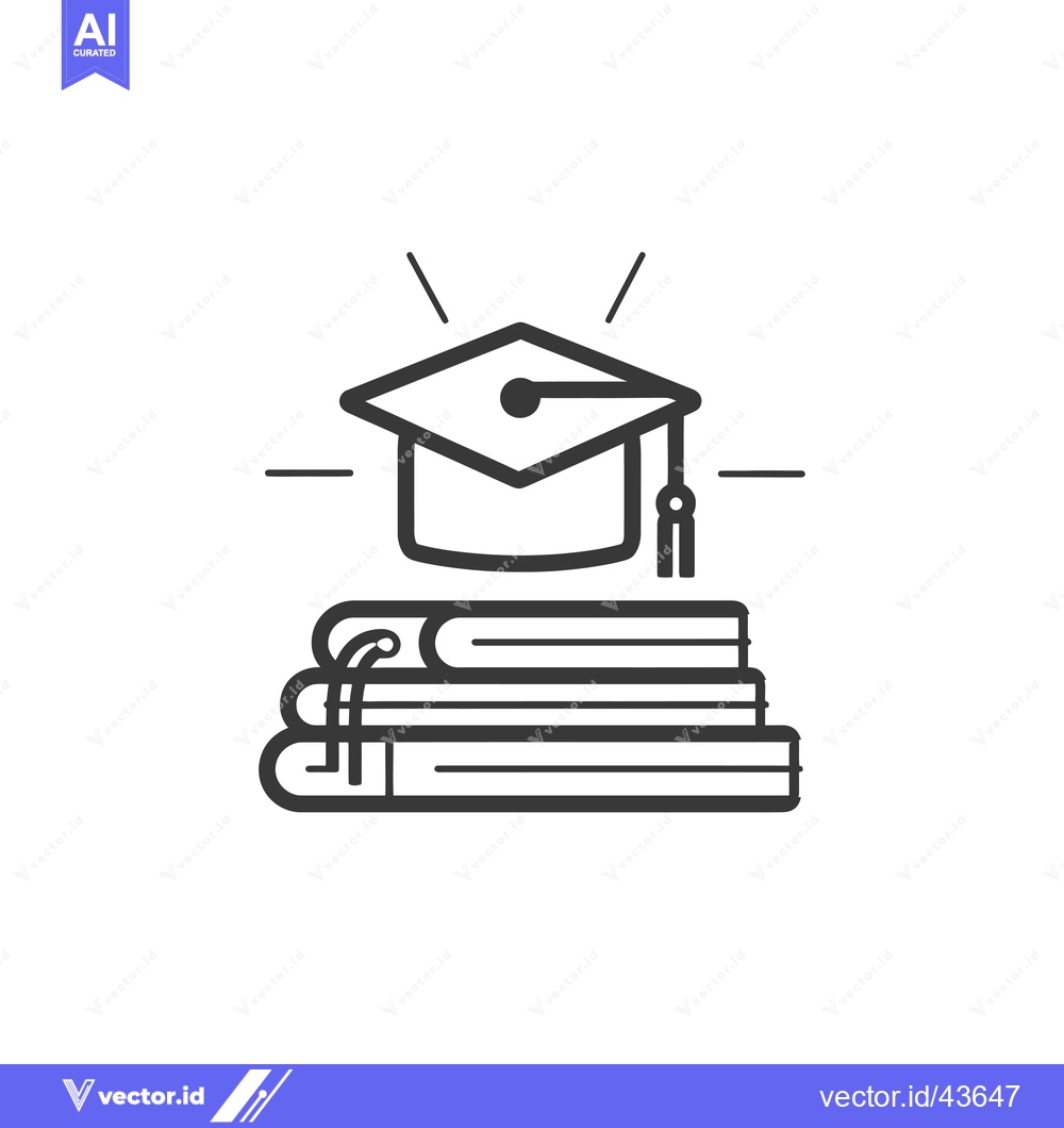 Premium Vector dari Graduation Cap on Top of Stacked Books