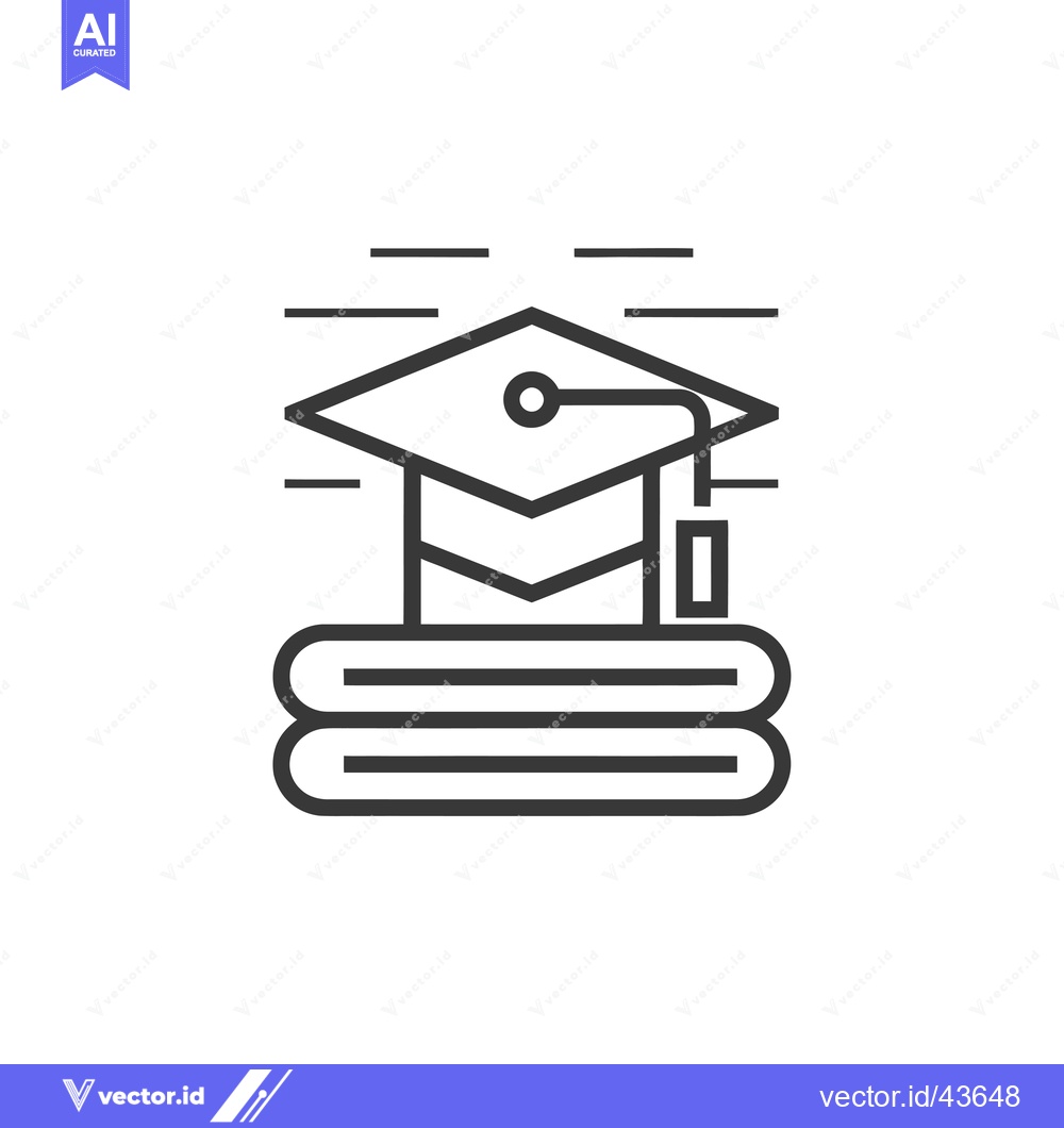 Premium Vector dari Graduation Cap Resting on Stack of Books Icon