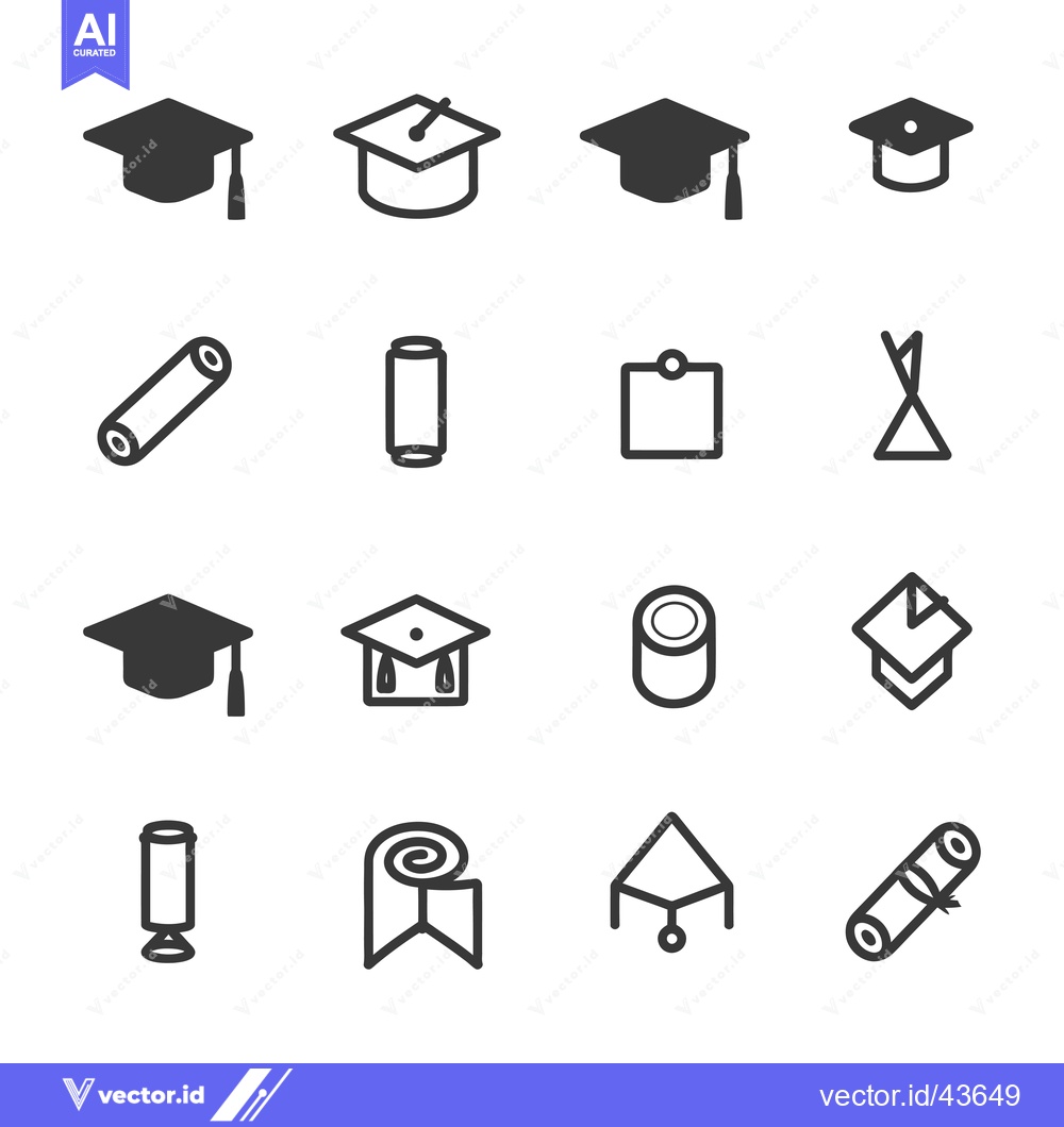Premium Vector dari Graduation Caps, Diplomas, and Education Related Icons