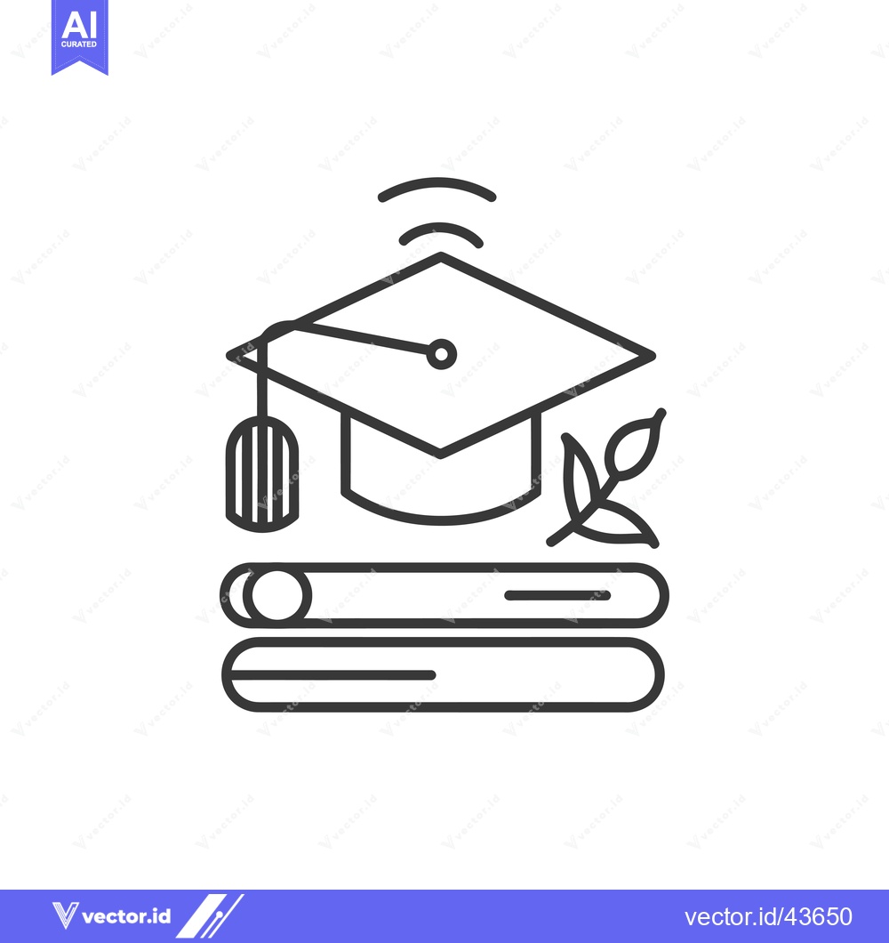 Premium Vector dari Graduation Cap with Books and Wireless Signal