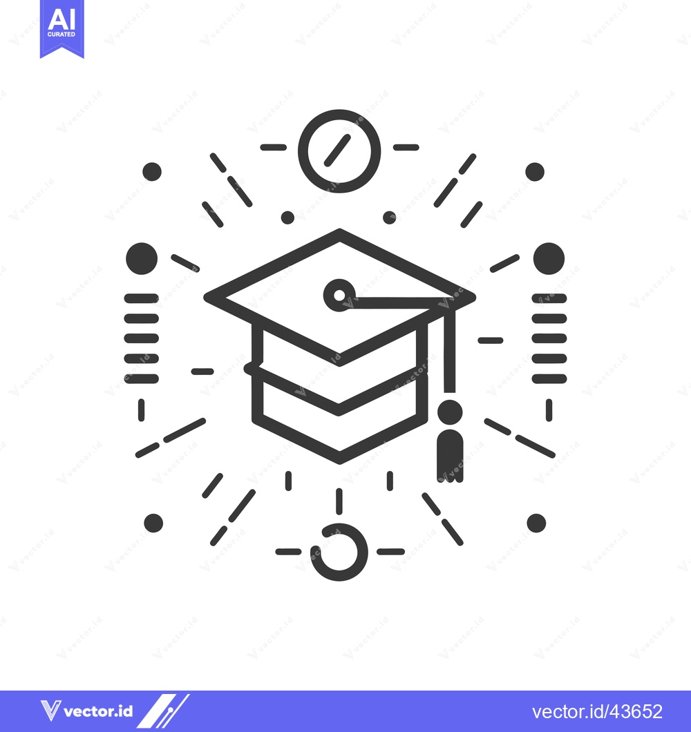 Premium Vector of Graduation Cap with Geometric Shapes and Lines