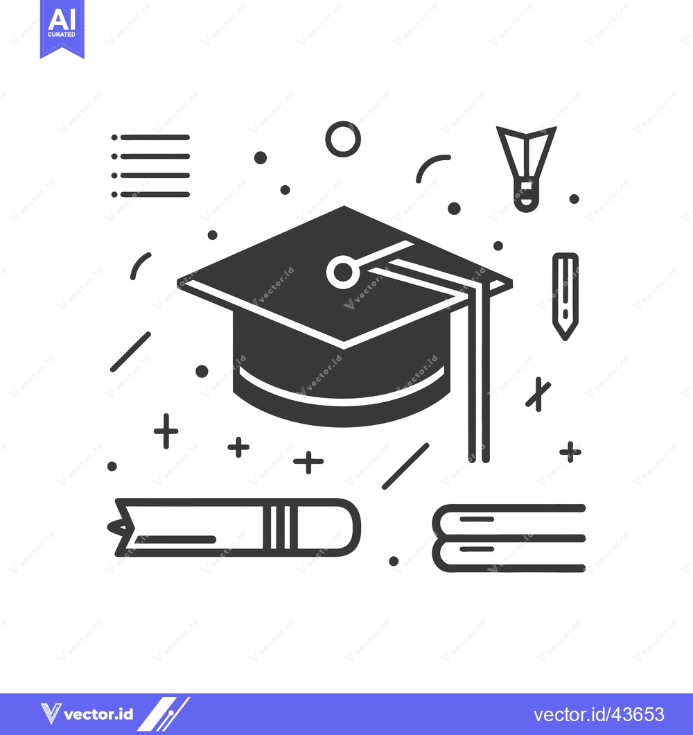 Premium Vector dari Graduation Cap with School Supplies Surrounded by Abstract Shapes