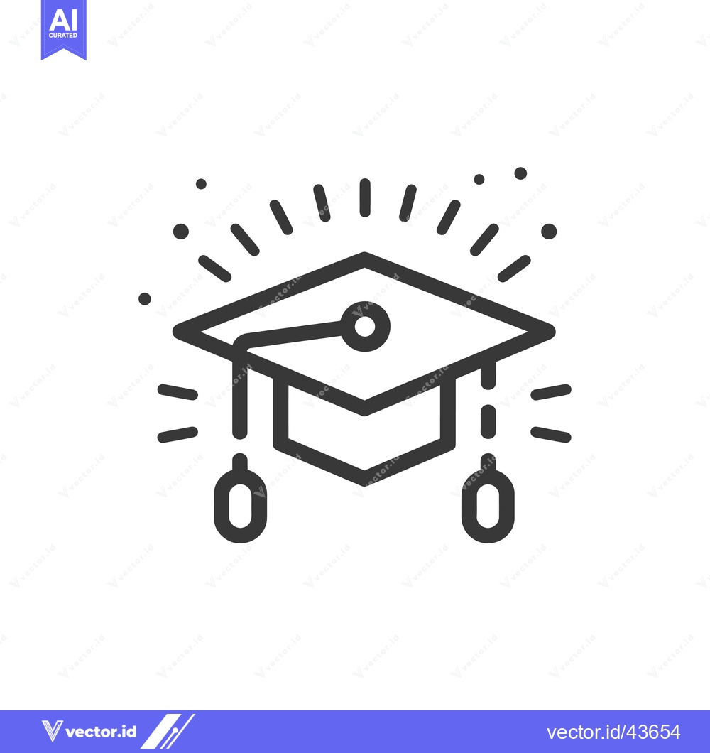 Premium Vector dari Graduation Cap with Shining Stars and Tassels