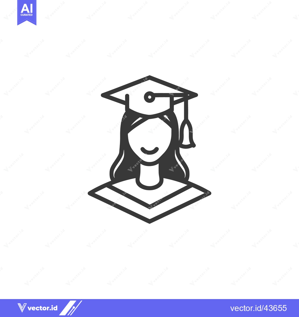 Premium Vector dari A young graduate wearing a cap and graduation gown