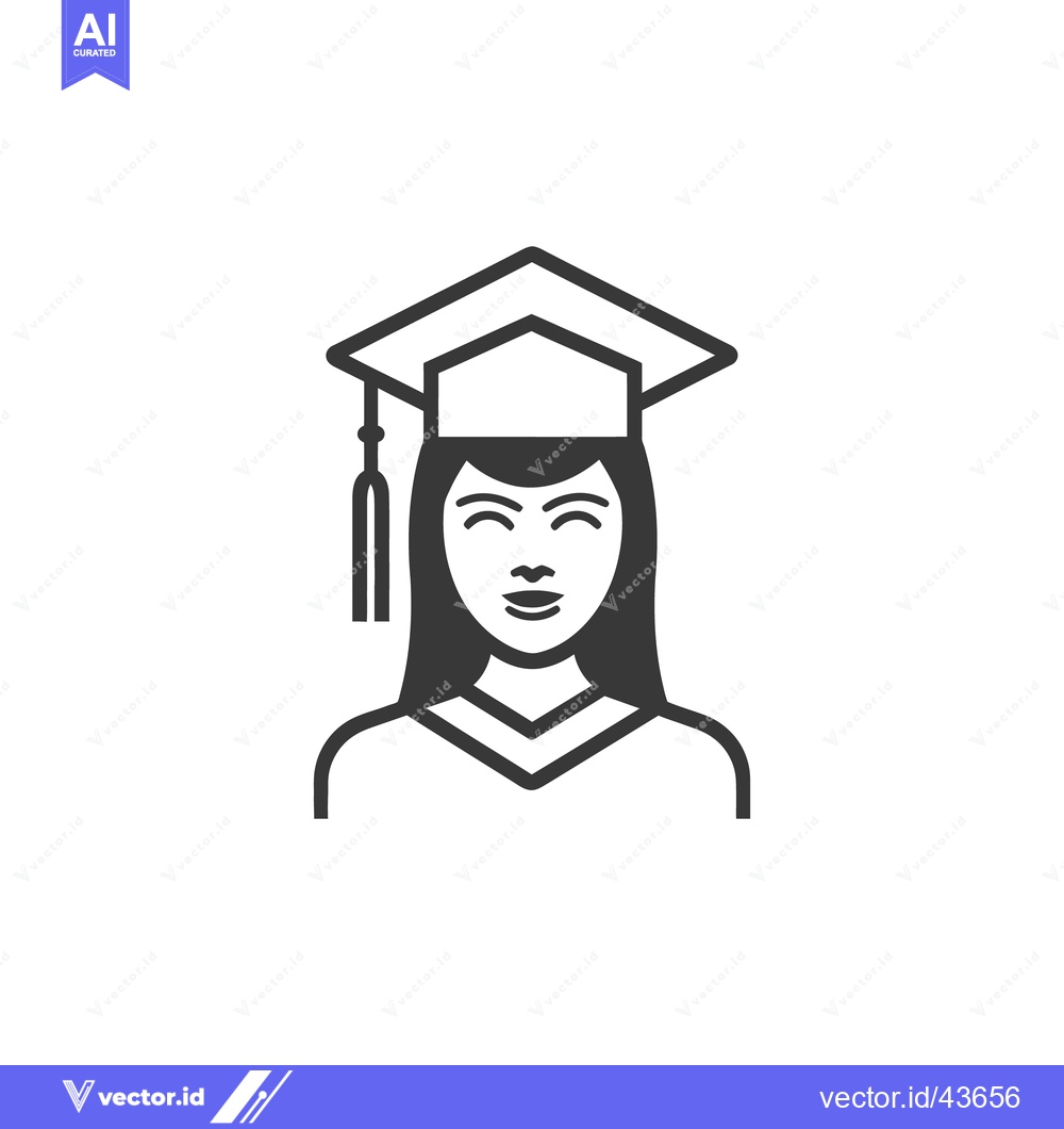 Premium Vector dari A Line Drawing Depicting a Female Graduate with Cap