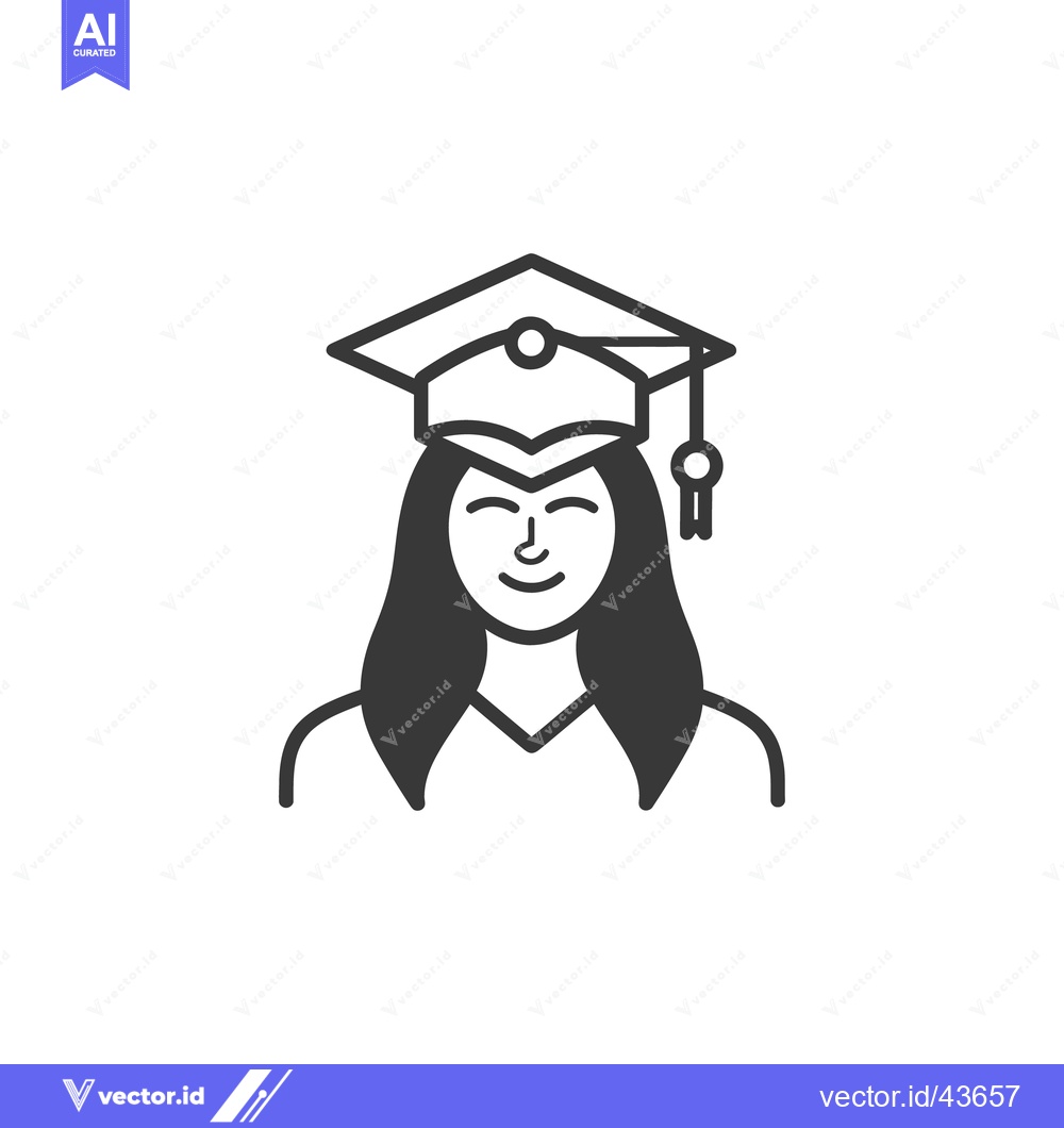 Premium Vector of A graduating student wearing a cap smiles at the camera