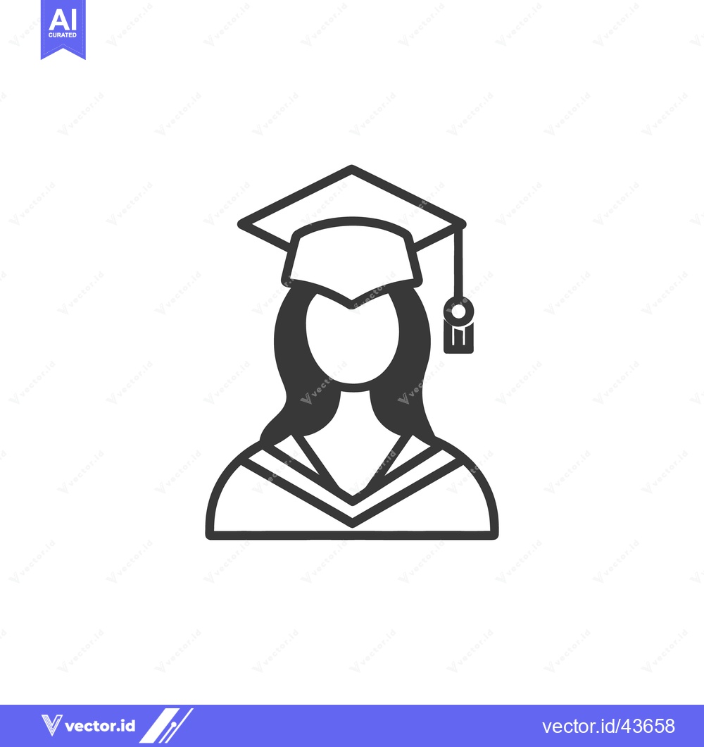 Premium Vector dari A simple line drawing illustrating a graduating female student icon