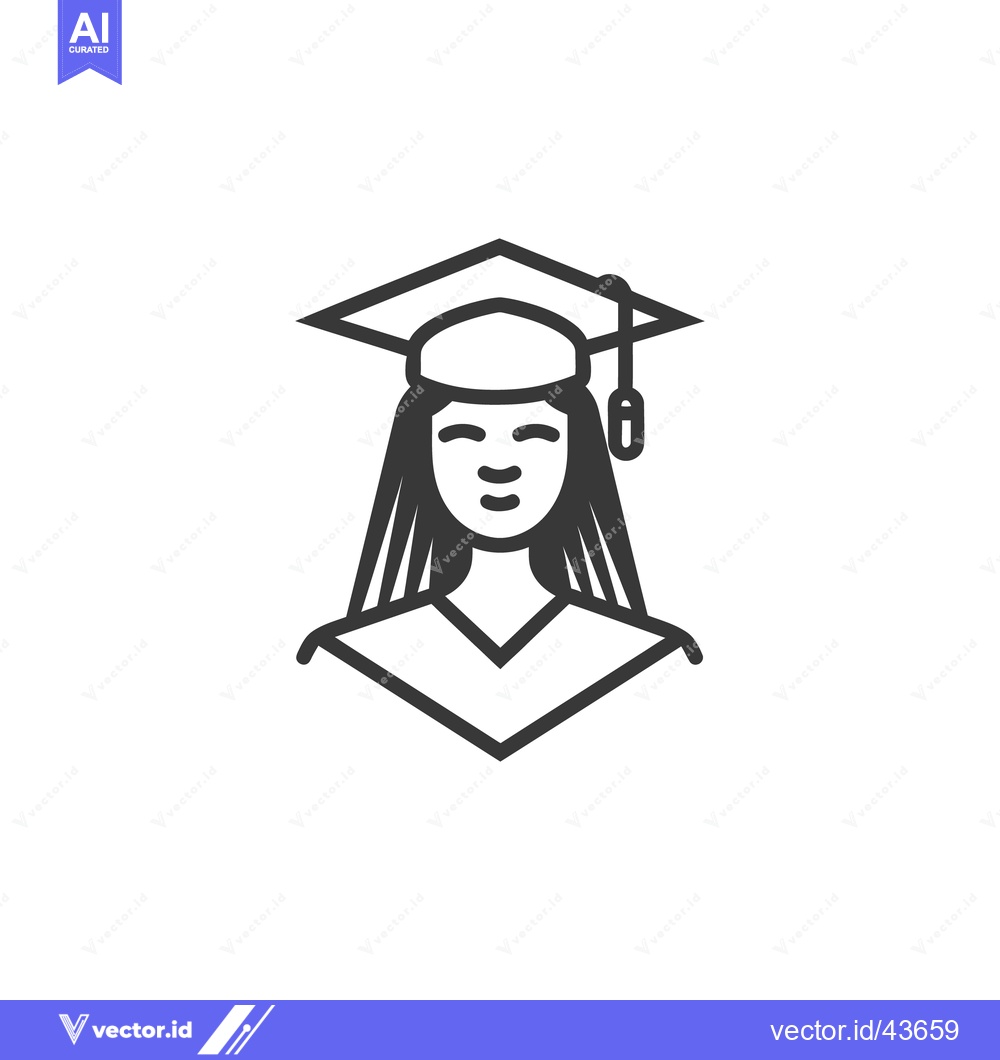 Premium Vector dari A line drawing of a graduating female student portrait