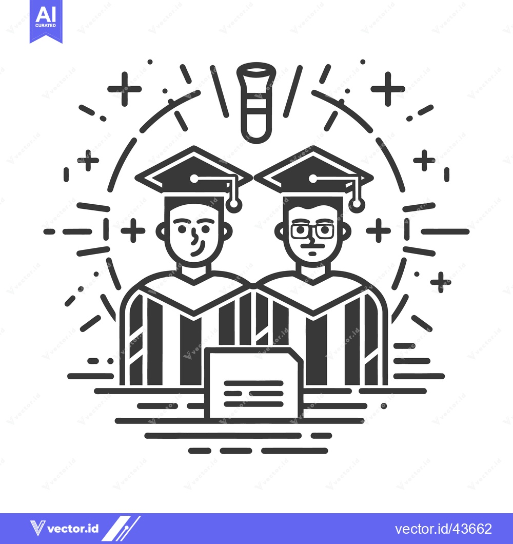 Premium Vector of Two graduates celebrate their academic achievements with diploma and h