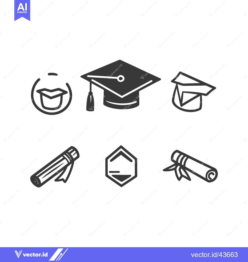 Premium Vector dari Simple black and white illustrations depict graduation and academic th