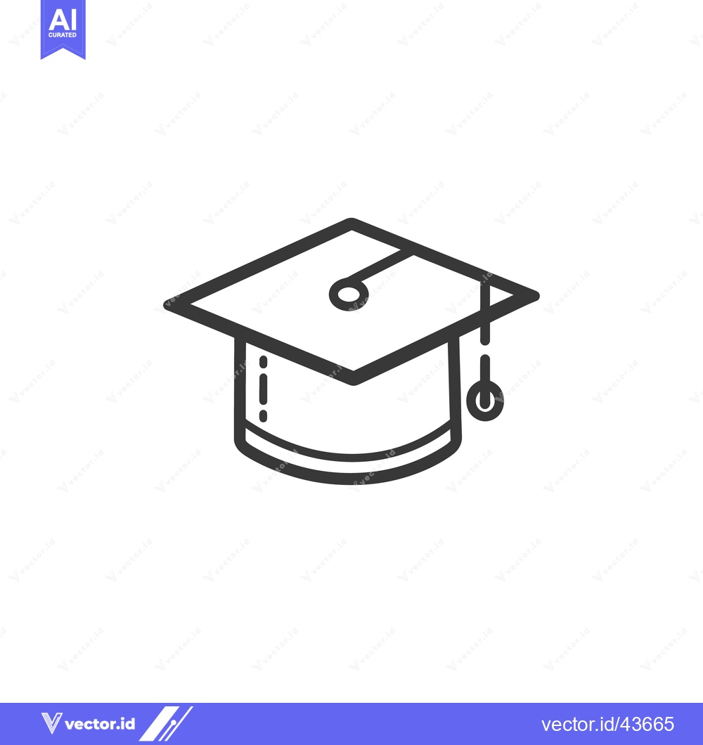 Premium Vector of Simple black and white illustration of a graduation cap icon