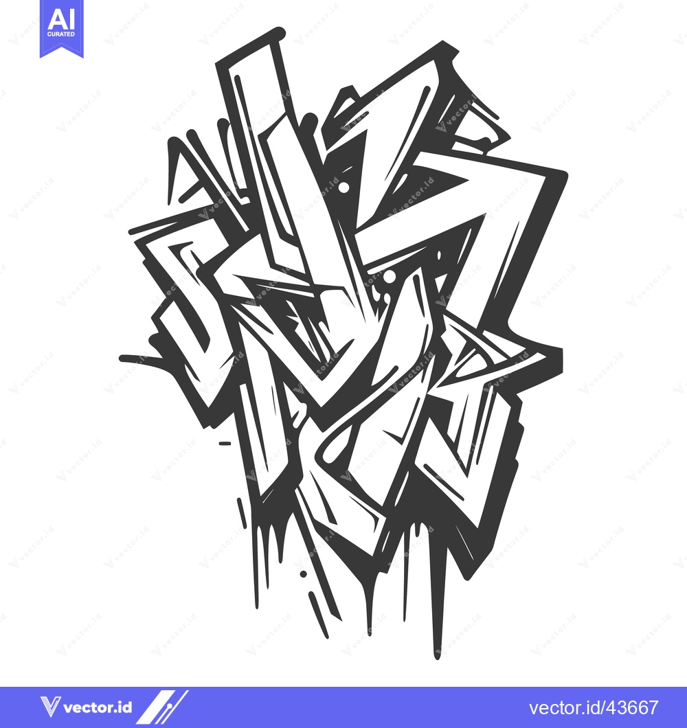 Premium Vector of Abstract black and white artistic graffiti illustration on a white bac
