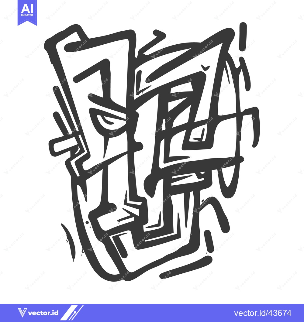 Premium Vector dari Abstract artwork depicting a stylized graphic face in black and white