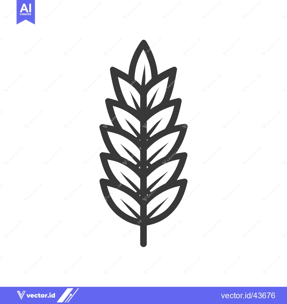Premium Vector dari Stylized Wheat Stalk Icon with Bold Outline on White Background