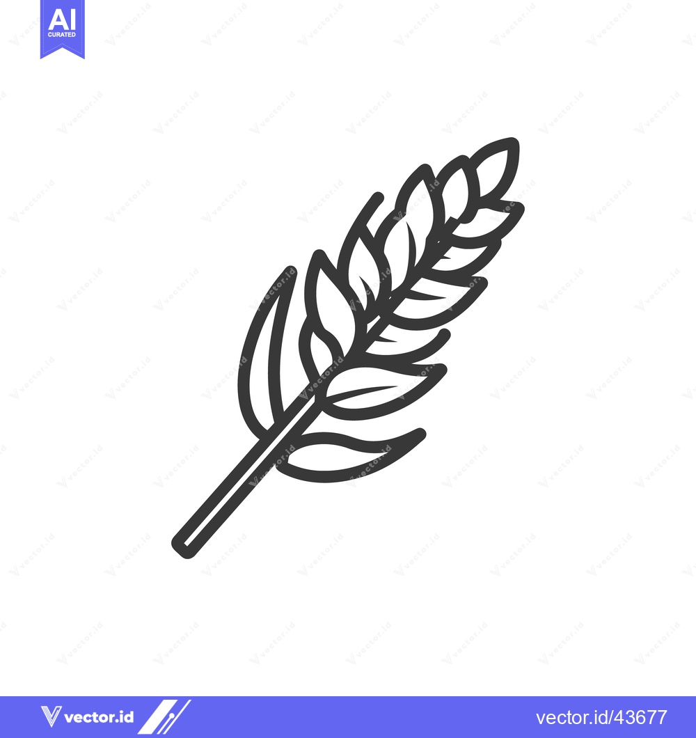 Premium Vector dari Minimalist Wheat Stalk Icon: Simple Line Art on White Background