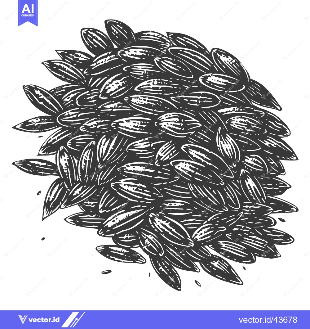 Premium Vector dari A pile of sunflower seeds depicted in a hand drawn style