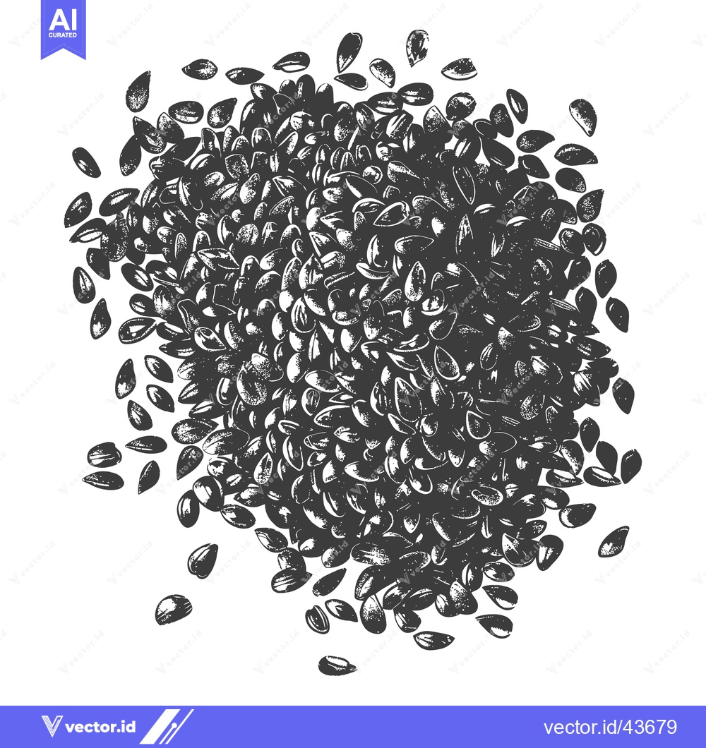 Premium Vector of A Scattered Pile of Black Sunflower Seeds