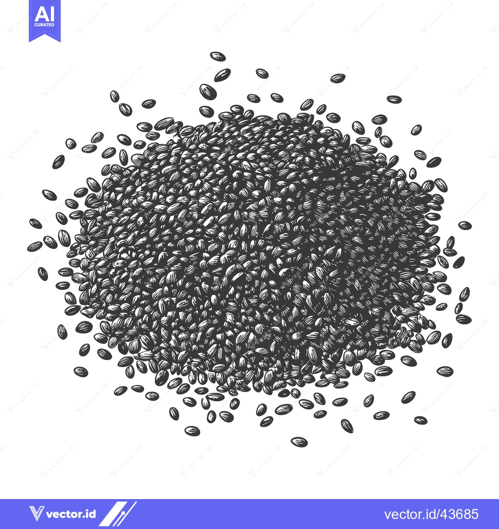 Premium Vector of A large pile of black sesame seeds scattered