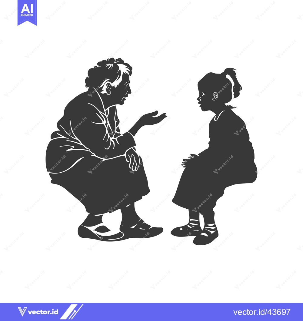 Premium Vector dari Grandmother and Granddaughter Talking