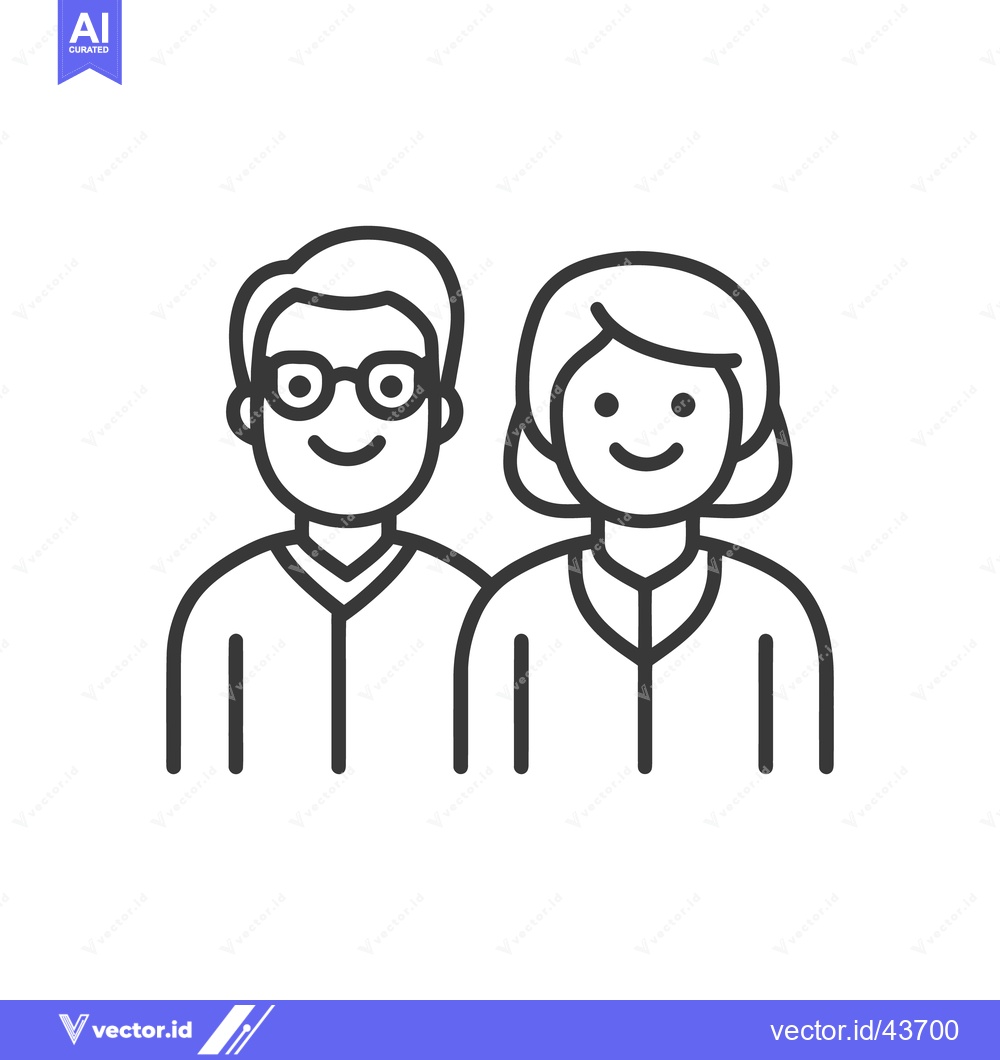Premium Vector dari Two smiling people standing close together in a line drawing