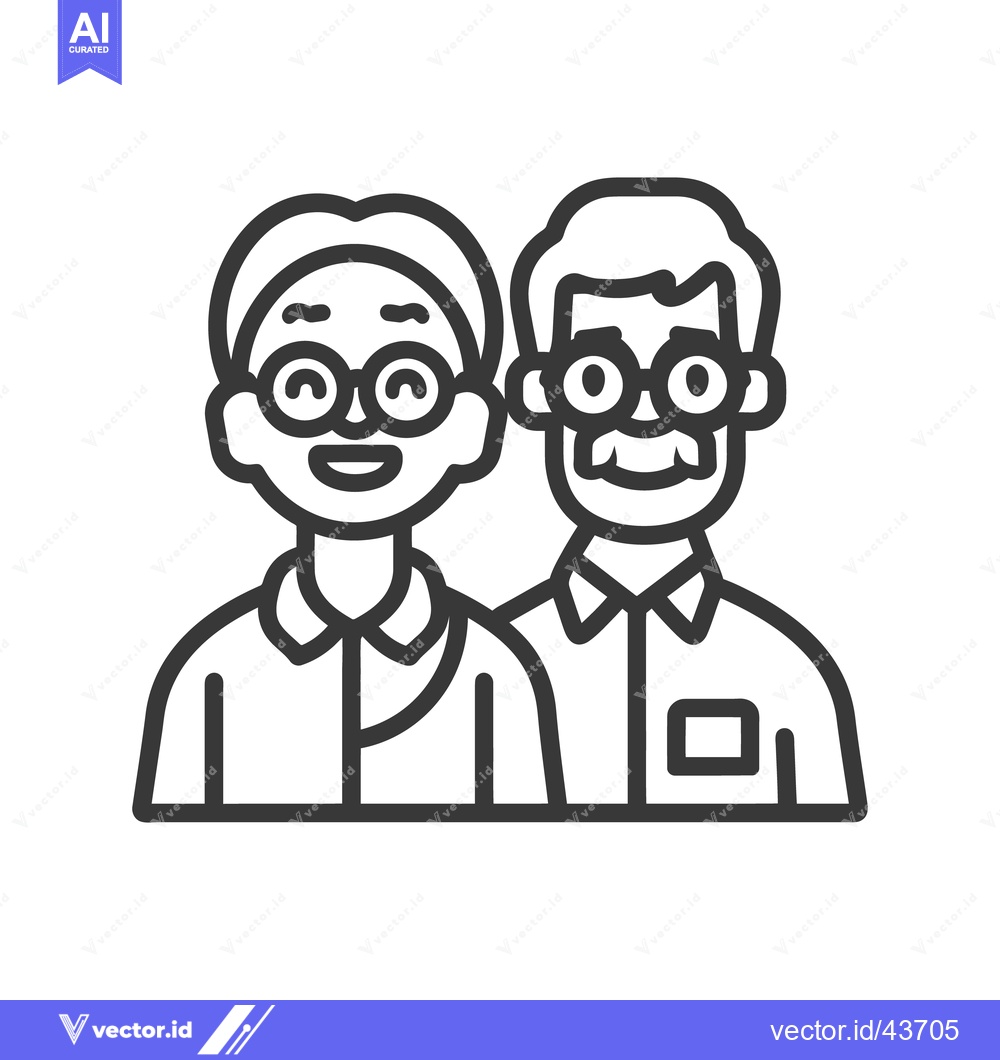 Premium Vector dari Two elderly people with glasses depicted in line art