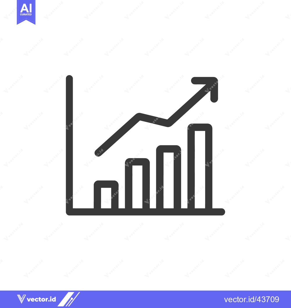 Premium Vector of Ascending Bar Graph with Arrow: Business Growth Icon in Gray