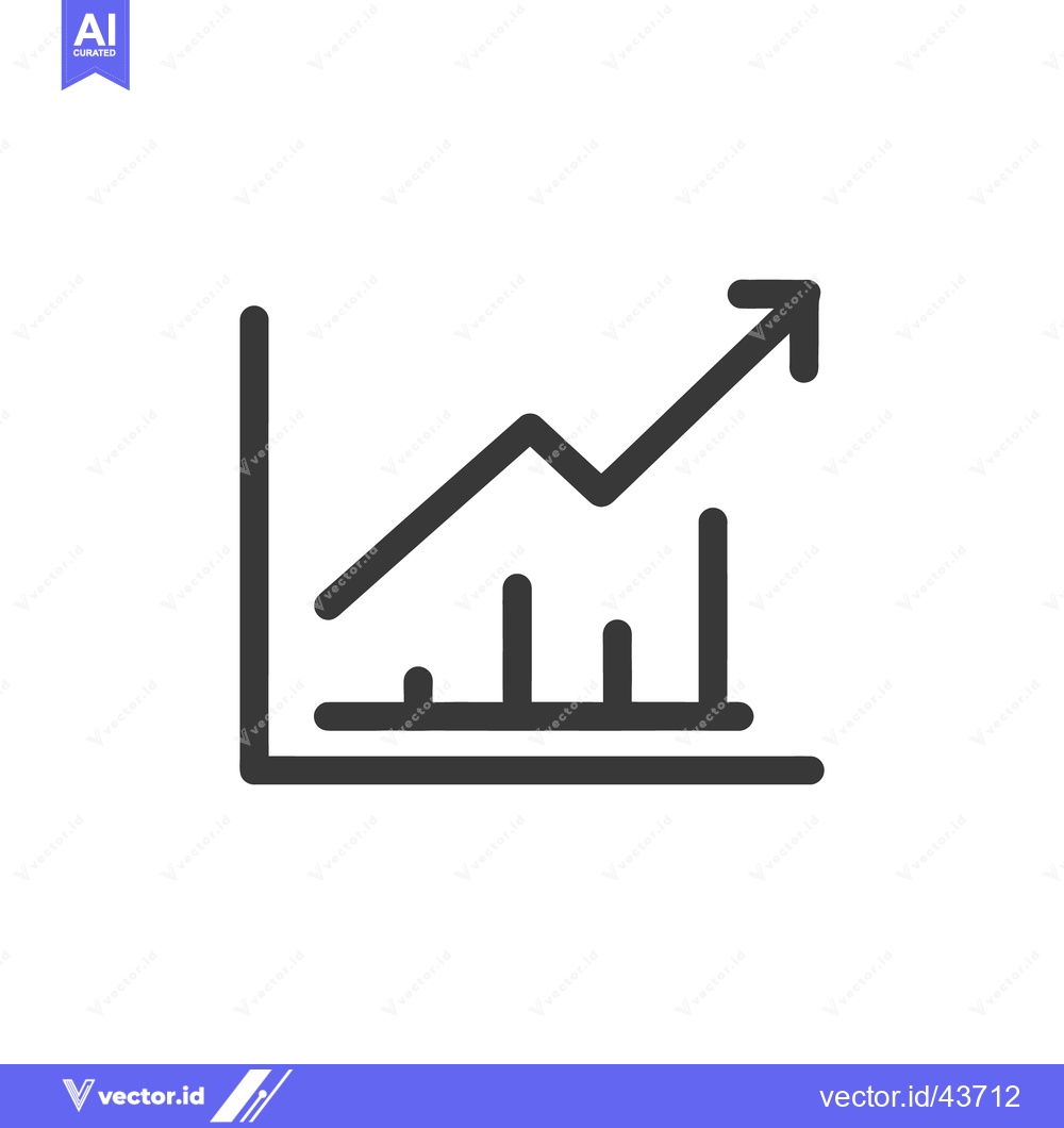 Premium Vector dari Rising Trend: Minimalist Line Graph with Upward Arrow Symbolizing Grow