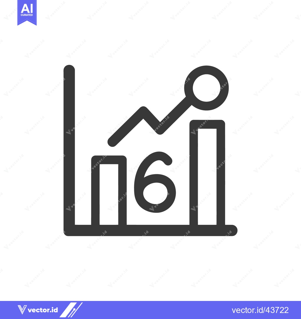 Premium Vector of Ascending Graph with Number Six: Business Growth Icon