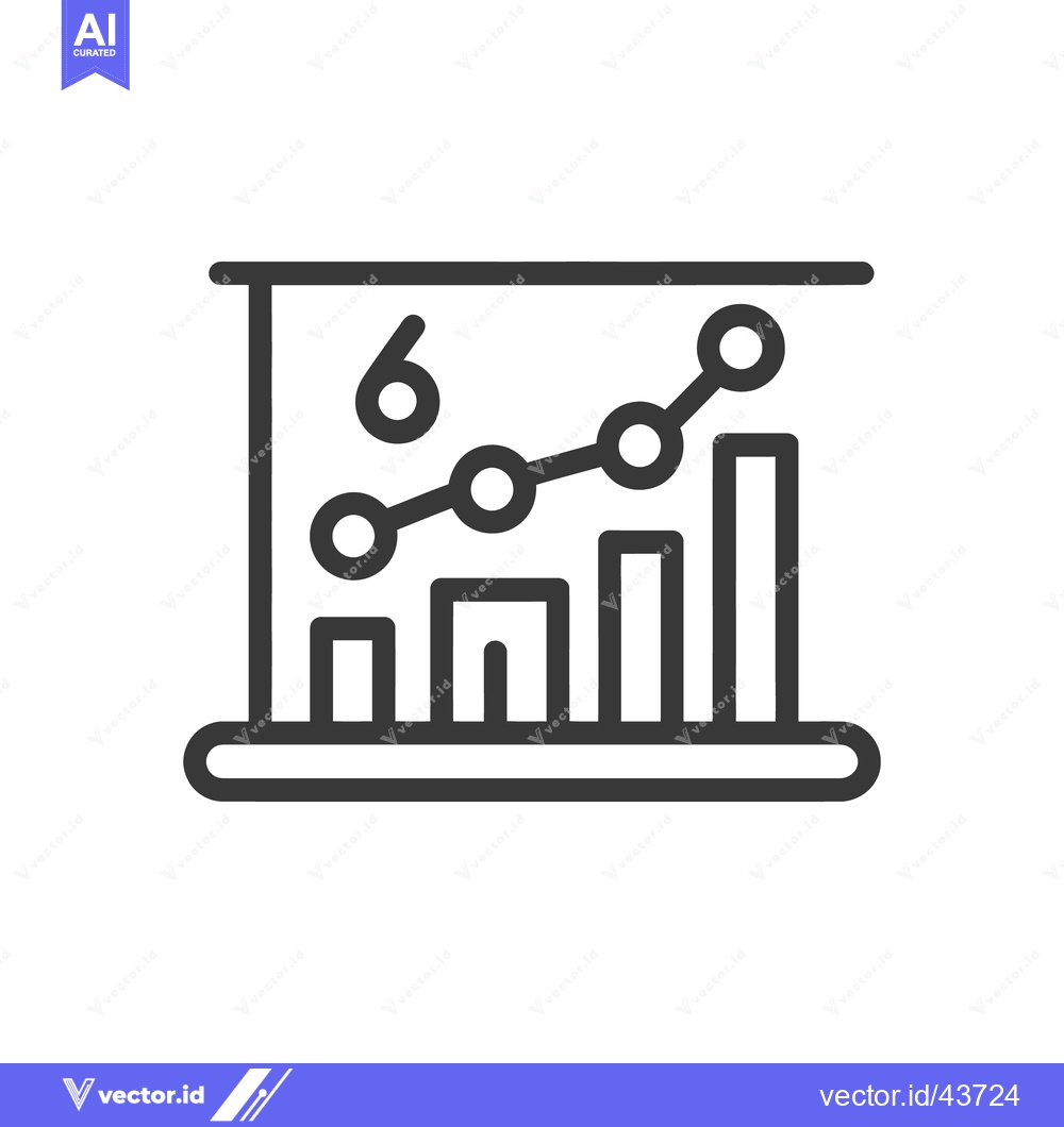 Premium Vector of Ascending Graph Icon: Line Chart with Data Points and Bar Columns