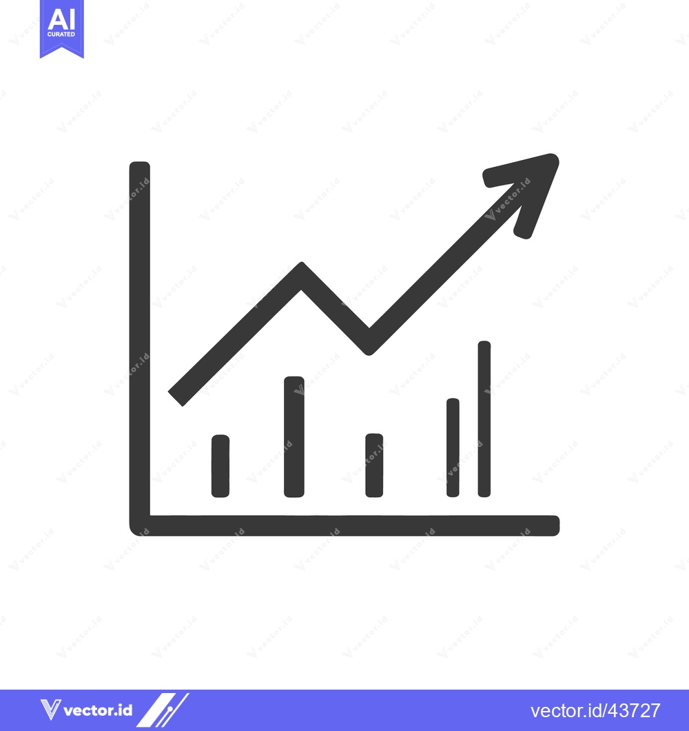 Premium Vector dari Ascending Bar Graph Icon with Arrow, Business Growth Symbol
