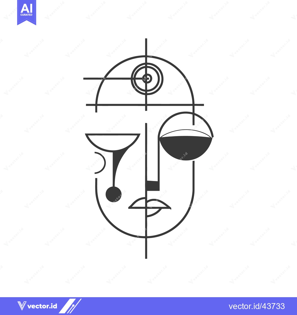 Premium Vector dari Geometric Line Art Depicting a Stylized Human Face Design
