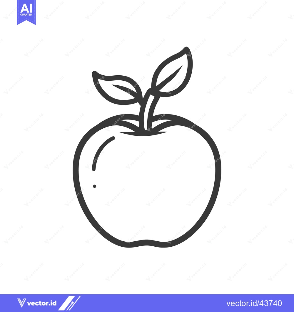 Premium Vector dari A simple black and white line drawing of an apple
