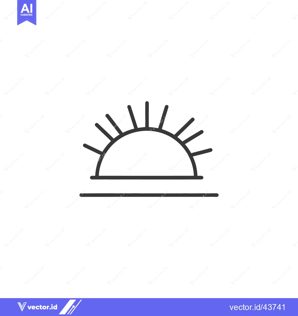 Premium Vector dari A simple black line drawing showing a rising sun icon