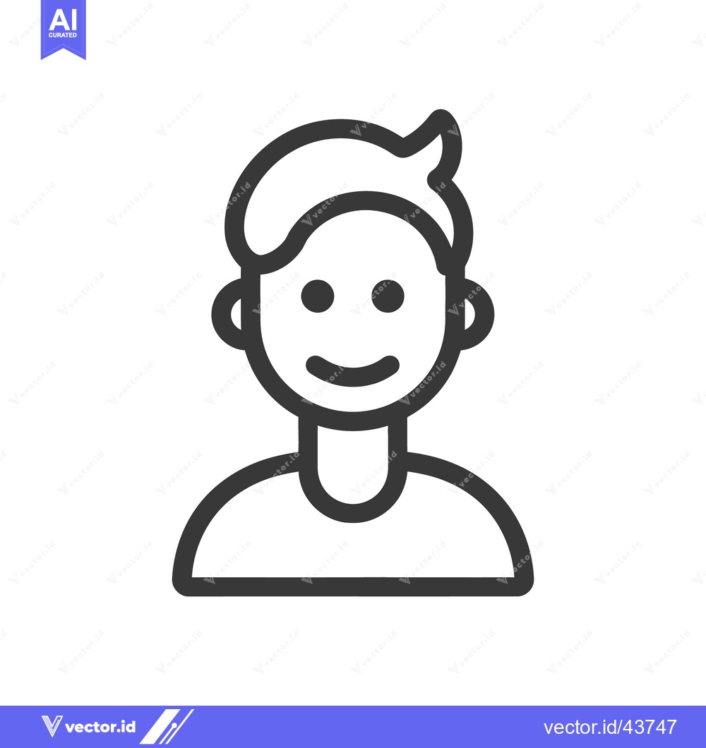 Premium Vector of Simple line drawing depicting a smiling person with short hair
