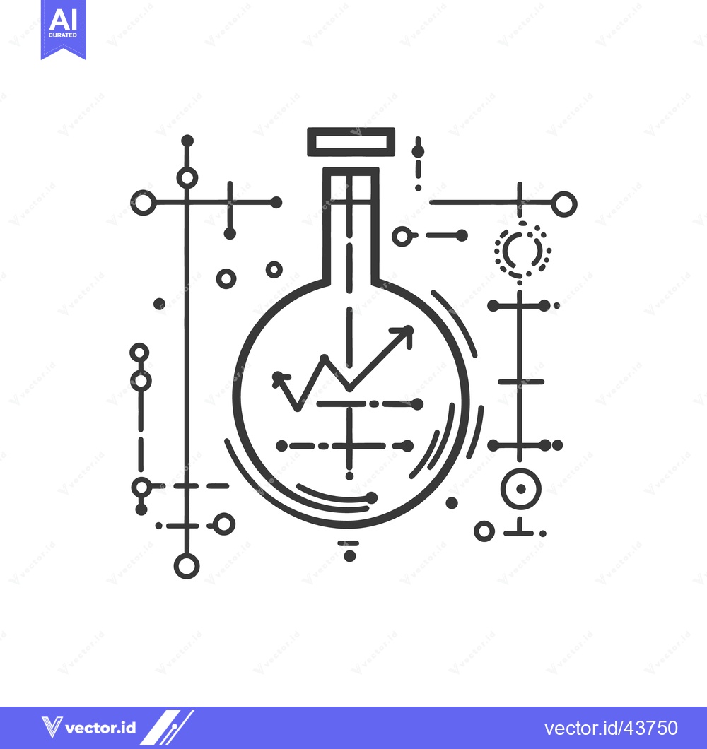 Premium Vector dari A lab flask with data analysis and graphical representations