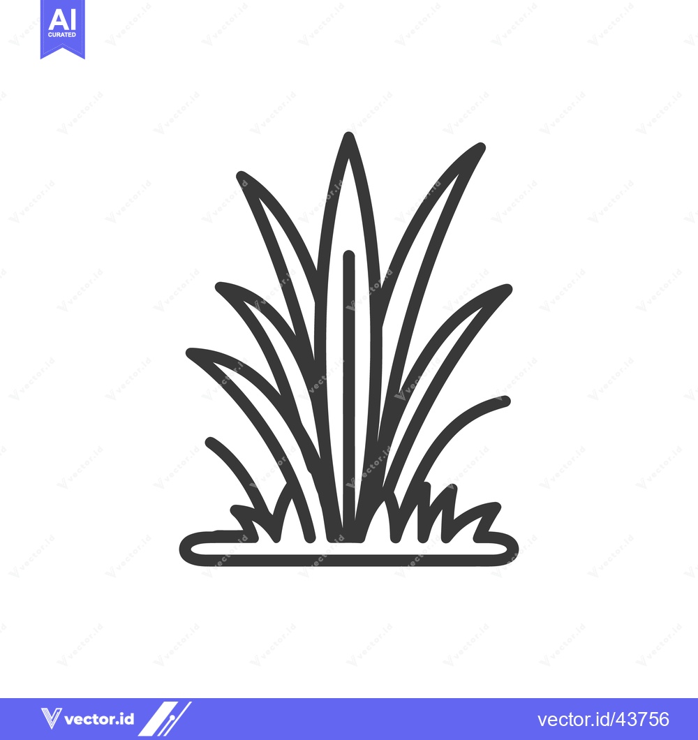 Premium Vector dari Minimalist Grass Clump Icon: Simple Black Outline on White Background