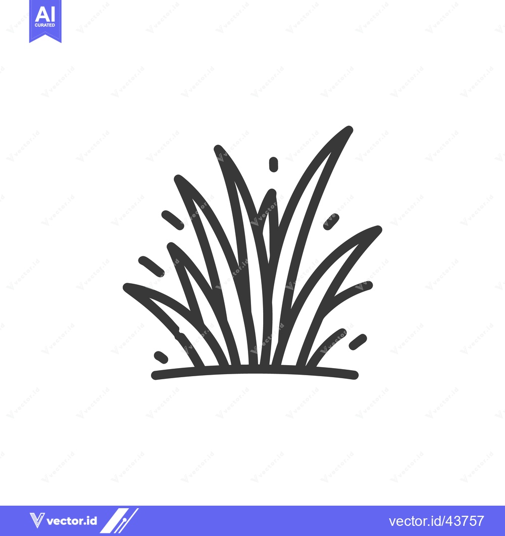 Premium Vector dari Minimalist Grass Clump Icon in Black Outline on White Background