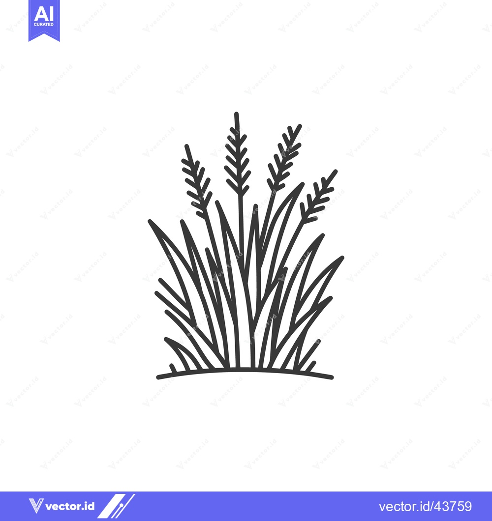 Premium Vector of Minimalist Wheat Bush Illustration in Black and White Outline Style