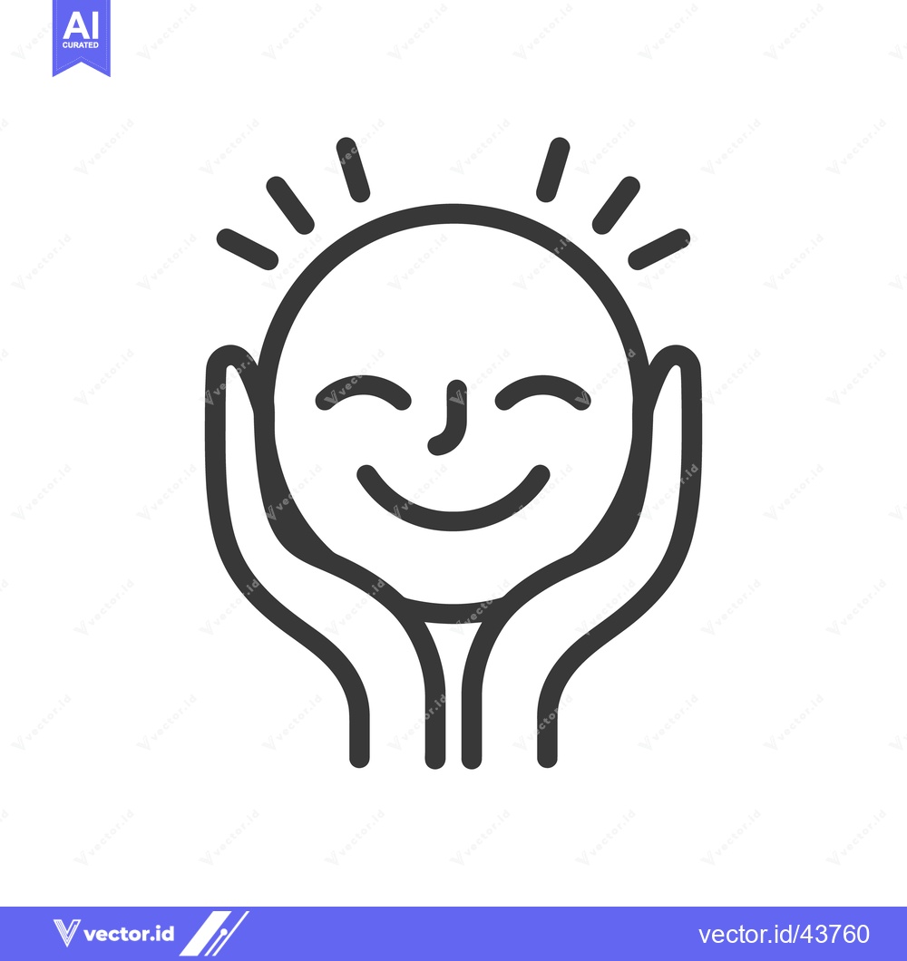 Premium Vector dari A smiling face held gently in two hands with radiating lines